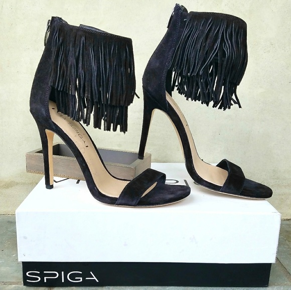 Layered Fringe Suede Via Spiga Sandals - Picture 6 of 8